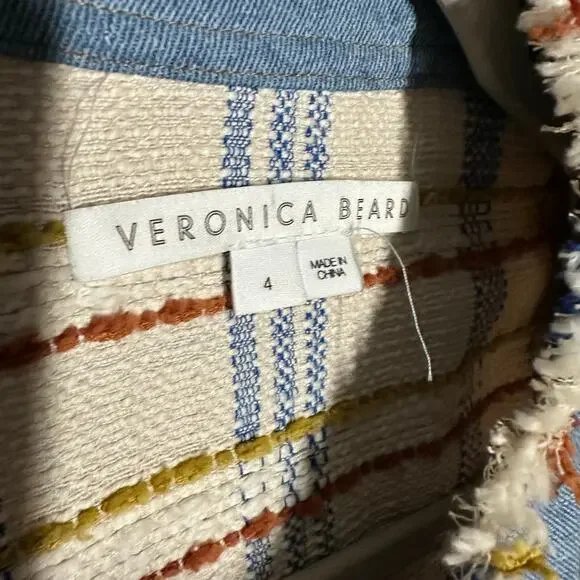 Veronica Beard Women's Nilaja Jacket Multicolor Size 4 Plaid Tweed Denim Trim - Picture 8 of 15